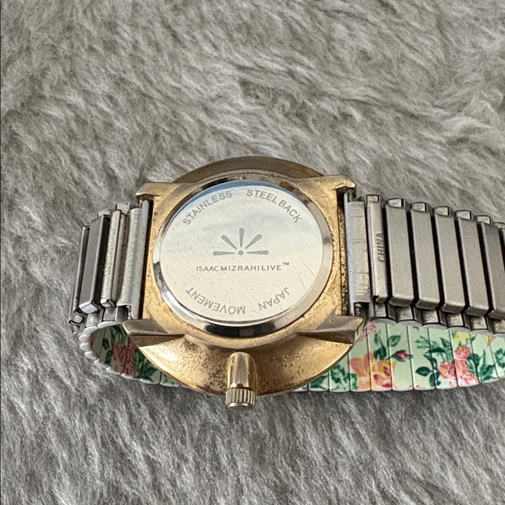 Isaac Mizrahi Gold Tone Watch with Floral Green Strap - Picture 4 of 4